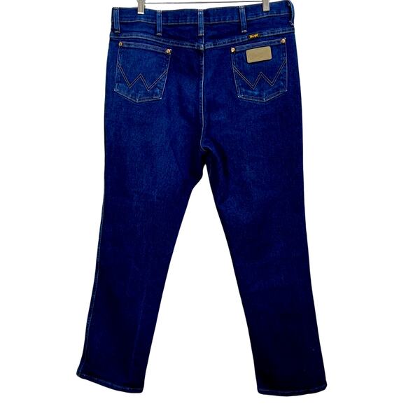 Vintage 90s Wrangler Men's Jeans Dark Blue Wash Denim Straight Leg 38x32 - Picture 2 of 10